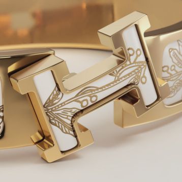 Clic H Poste et Cavalerie bracelet - White | Hermès Singapore